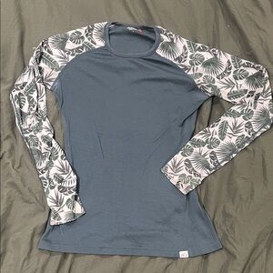 Wild Rye Evie Leaf Print Wool Baselayer Top